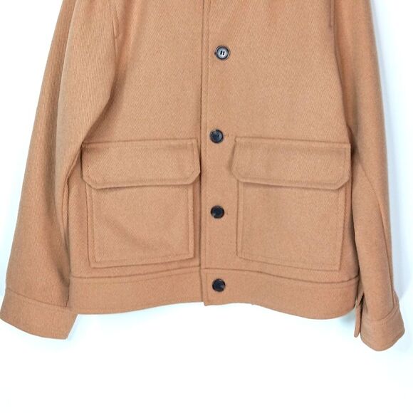 H&M Short Wool Blend Pea Coat Jacket Tan Beige Men's Size Small New With Tags - Picture 4 of 8